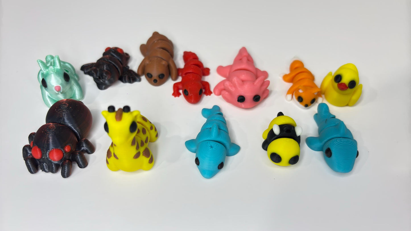 Mini Animals | Pick Your Own | Articulating Tiny Animals | 3D Printed Fidget Toy | Sensory Toy | Bulk Animal Gifts | Baby Animals