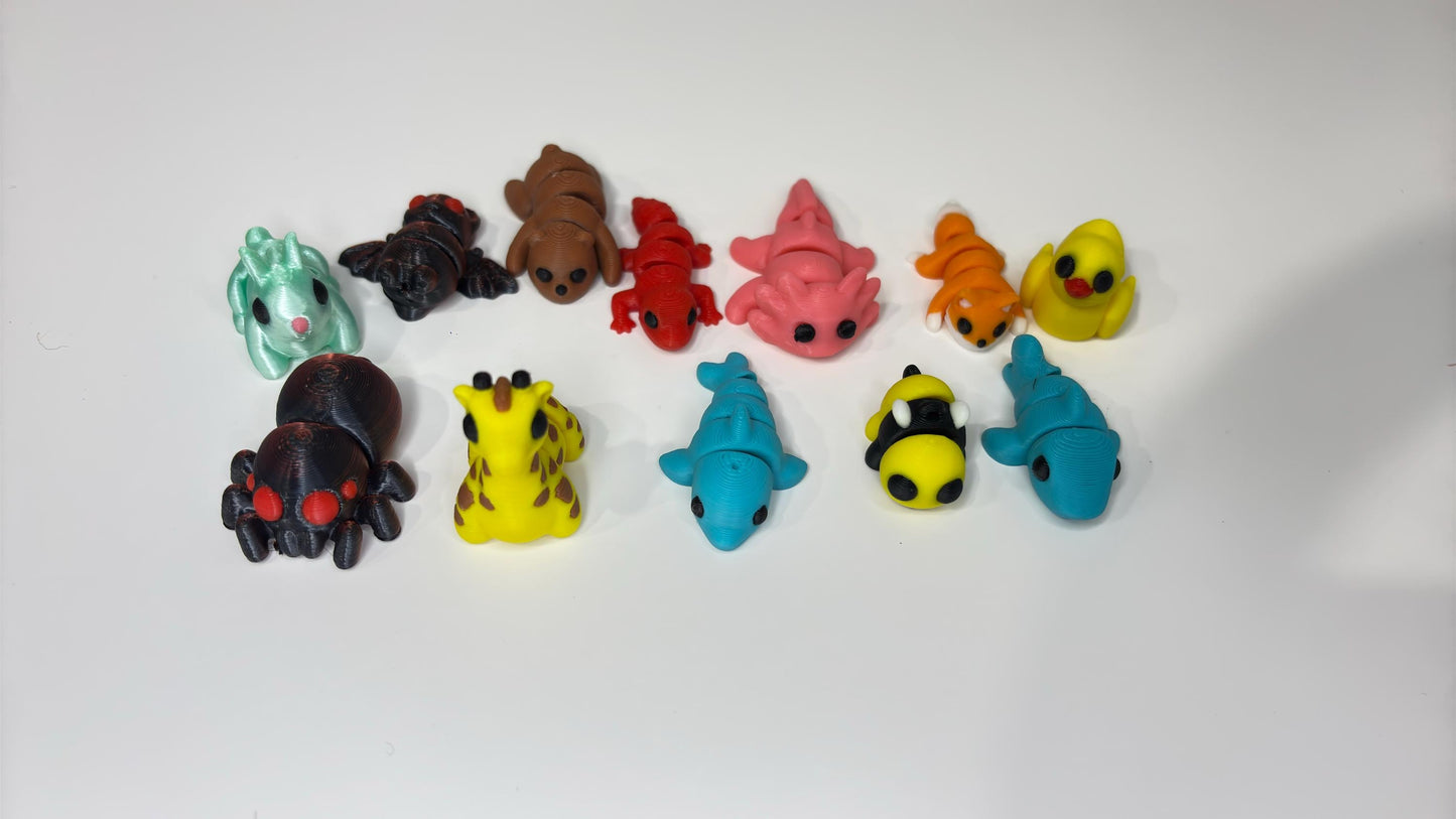 Mini Animals | Pick Your Own | Articulating Tiny Animals | 3D Printed Fidget Toy | Sensory Toy | Bulk Animal Gifts | Baby Animals